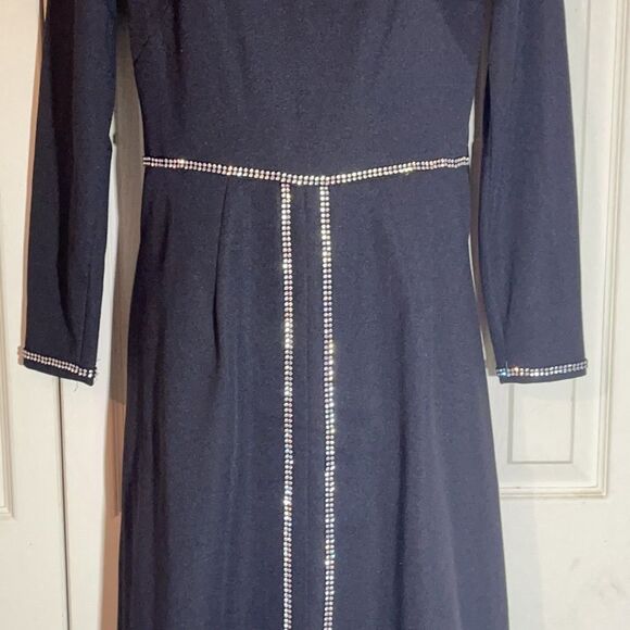 Vintage 1970s Black Maxi Dress Rhinestones Goth Witchy Vibes Small - Picture 5 of 16